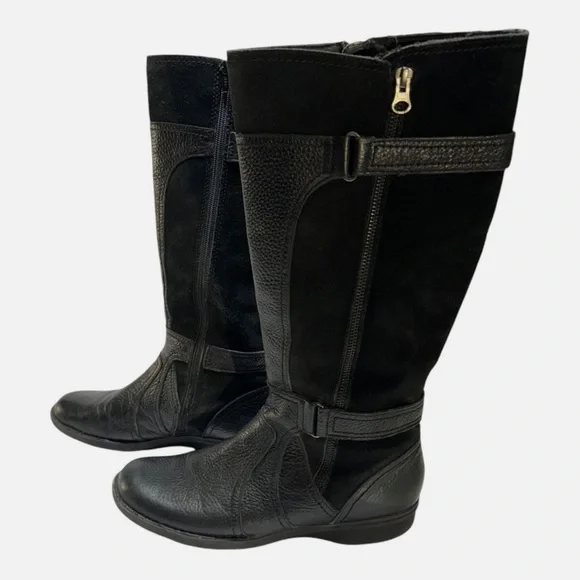 CLARKS Women’s Whistles Whey Black Zip Up Riding Boots Leather & Suede 8.5M - Picture 2 of 13